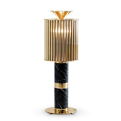 Настольная лампа Donna Table Light in Brass with Marble Base Черный  фото 1